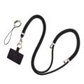 Polyester telefoonkoord verstelbaar 5mm nekband Crossbody mobiele telefoon riem met patch - Zwart