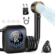 Draagbare kampeerdouche met slim LCD-scherm en 5 drukstanden - 8000mAh