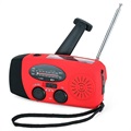 Draagbare Zonnecrank Radio met LED Zaklamp - Rood