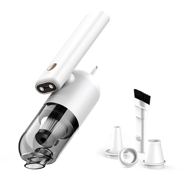 Draagbare, draaibare stofzuiger met dubbele LED-verlichting - Wit