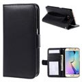 Samsung Galaxy S6 Edge Premium Wallet Case met Standaard Functie - Zwart