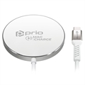 Prio MagCharge 15W Draadloze Oplader - iPhone 12/13/14/15 - Zilver