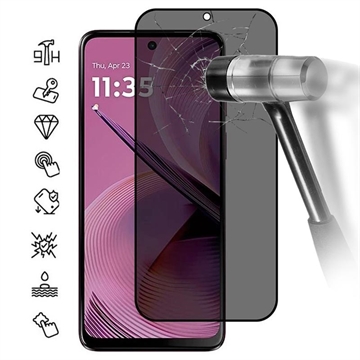 Motorola Moto G55 Privacy Full Cover Glazen Screenprotector - Zwarte Rand