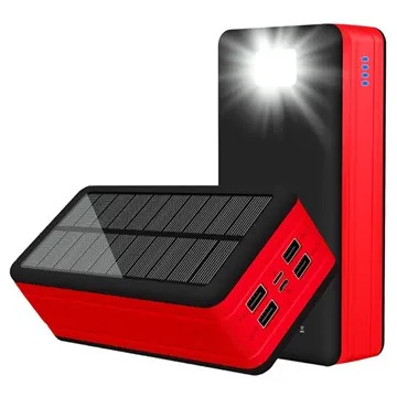 Psooo PS-400 Zonne Powerbank - 4xUSB-A, 50000mAh - Rood