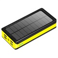 Psooo PS-406 Solar Powerbank/Draadloze Oplader - 20000mAh - Geel