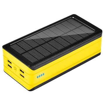 Psooo PS-406 Solar Powerbank/Draadloze Oplader - 40000mAh - Geel