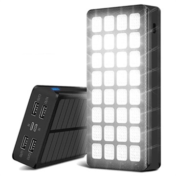 Psooo PS-900 Zonne Powerbank met LED-Licht - 30000mAh