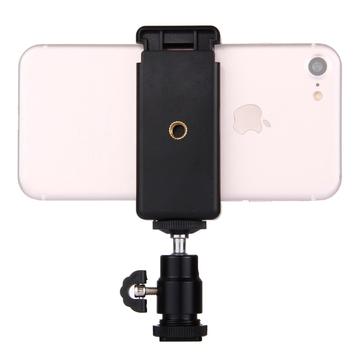 Puluz PU214 1/4" Hot Shoe statiefkop en klem voor smartphones - Zwart