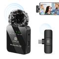 Puluz PU646B draadloze clip-on lavaliermicrofoon met Type-C-ontvanger - Zwart