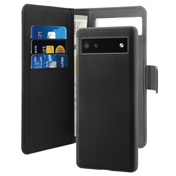 Puro 2-in-1 Magnetisch Google Pixel 6a Portemonnee Hoesje - Zwart