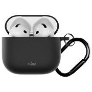 AirPods 4 Puro Icon siliconenhoesje met karabijnhaak - Zwart