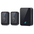 Q502 Draadloze deurbel set met 2 zenders, 1 ontvanger - Zwart