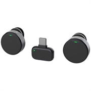 Q8 magnetische clip-on draadloze microfoon met USB-C ontvanger - 2 stuks. - Zwart