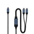 QGEEM CC0082 Gevlochten USB-C-naar-dubbele USB-C-kabel voor snel opladen - 140W, 1.2m - Zwart