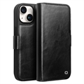 iPhone 15 Qialino Classic Wallet Leren Hoesje - Zwart