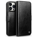 iPhone 15 Pro Max Qialino Classic Wallet Leren Hoesje - Zwart