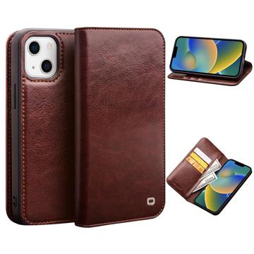 Qialino Classic iPhone 14 Wallet Leren Hoesje - Bruin