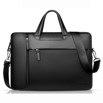 Qialino Echt Leren Laptoptas - 15" - Zwart
