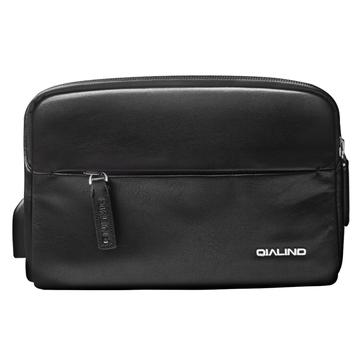 Qialino Tactical Leren Heuptas met USB-poort - Zwart