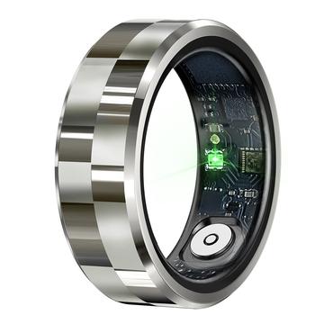 R9 Premium roestvrijstalen smart ring met oplaadetui - Maat: 11/20.6mm