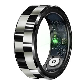 R9 Premium roestvrijstalen smart ring met oplaadetui - Maat: 9/18.9mm