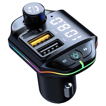 RGB Bluetooth FM Transmitter / Snelle Autolader ZTB-A10 - 20W - Zwart