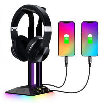 2-in-1 Koptelefoonstandaard / USB-hub met RGB RGBD8