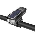 ROCKBROS HJ-052 Fietsvoorlicht Zonne-oplaadbare Power Bank Fietslamp met bel - Zwart/Wit