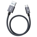 Rampow T04 Nylon Gevlochten USB-C Kabel - 2m - Zwart