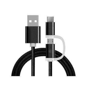 Reekin 2-in-1 gevlochten kabel - MicroUSB & USB-C - 1m