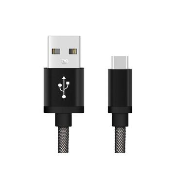 Reekin Visnet USB-A / USB-C Oplaadkabel - 2A, 1m - Zwart