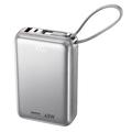 Remax AS-182-45 powerbank van 20000mAh met USB-C- en Lightning-kabels - 45W - zilver