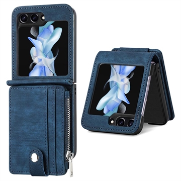Samsung Galaxy Z Flip5 Retro Gecoat Hoesje met Portemonnee