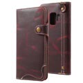 Samsung Galaxy S9 Retro Wallet Leren Hoesje - Coffee