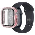 Strass Decoratief Apple Watch Series 9/8/7 Cover met Screenprotector - 41mm - Roze