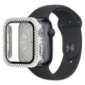 Strass Decoratief Apple Watch Series 9/8/7 Cover met Screenprotector - 41mm - Zilver