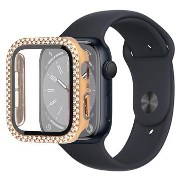 Strass Decoratief Apple Watch Series 9/8/7 Cover met Screenprotector - 45mm - Goud