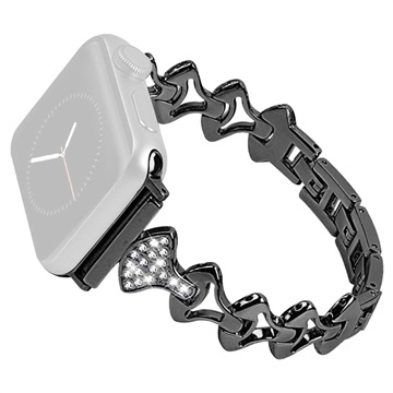 Strass Waaiervormig Apple Watch Ultra 2/Ultra/10/9/8/SE (2022)/7/SE/6/5/4/3/2/1 Band - 49mm/46mm/45mm/44mm/42mm - Zwart