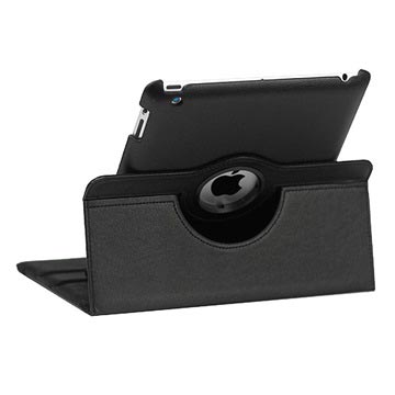 Rotary Leren Tas - iPad 2, iPad 3, iPad 4 - Zwart