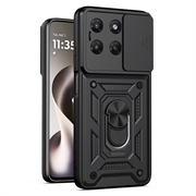 Motorola Moto G37/G37 Power/G47 Roterende ring hybride hoesje met camera schild - Zwart