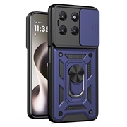 Motorola Moto G37/G37 Power/G47 Roterende ring hybride hoesje met camera schild - Blauw