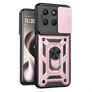Motorola Moto G37/G37 Power/G47 Roterende ring hybride hoesje met camera schild - Rose Gold