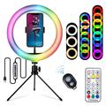 S26-RGB 10" RGB LED Ring Light Selfie Fotografie Invullicht met Telefoonhouder en Statief