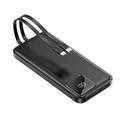 S38N Slim 10000mAh Power Bank met USB-C & Lightning-kabels - 22.5W - Zwart