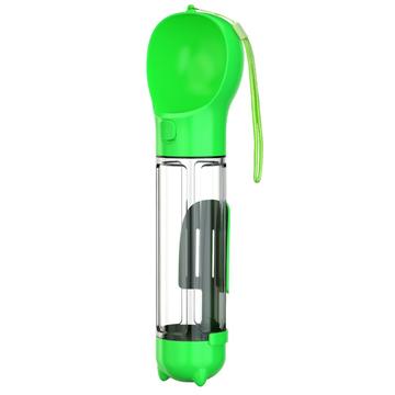 SH-01 Draagbare Multifunctionele Honden Waterfles met Poepzak Dispenser - Groen