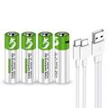 SMARTOOOLS Lithium USB-C oplaadbare AA batterij - 1700mAh - 4 stuks.