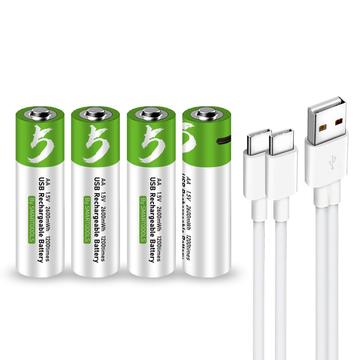 SMARTOOOLS Lithium USB-C oplaadbare AA batterij - 1700mAh - 4 stuks.