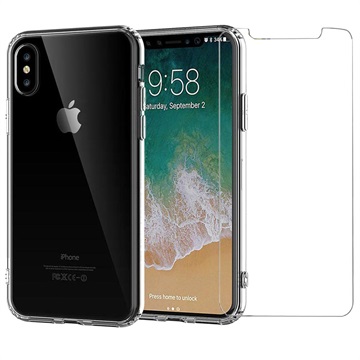 Saii 2-in-1 iPhone X/XS TPU Hoesje & Glazen Screenprotector