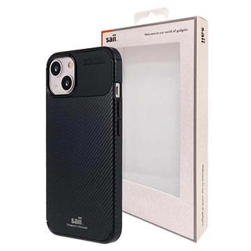 Saii Koolstofvezel iPhone 13 Mini TPU Hoesje - Zwart