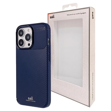 Saii Koolstofvezel iPhone 13 Pro TPU Hoesje - Blauw